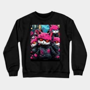 Gangsta Cats, Badass Cats of The Neighborhood! Splash Crewneck Sweatshirt